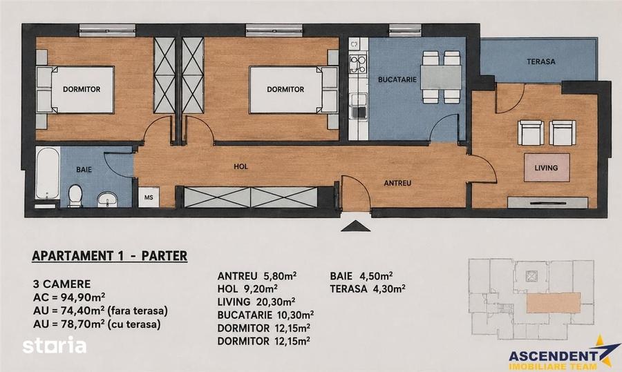 Apartament cu 3 camere în Sântana de Mureș