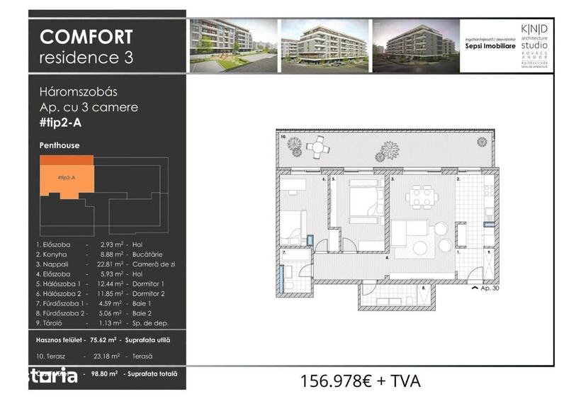 Apartament cu 3 camere în Central