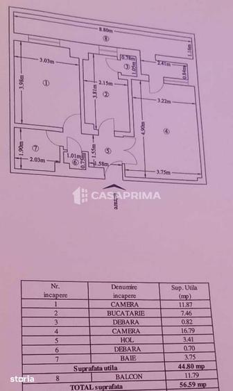 Apartament cu 2 camere decomandat în Hala Centrală