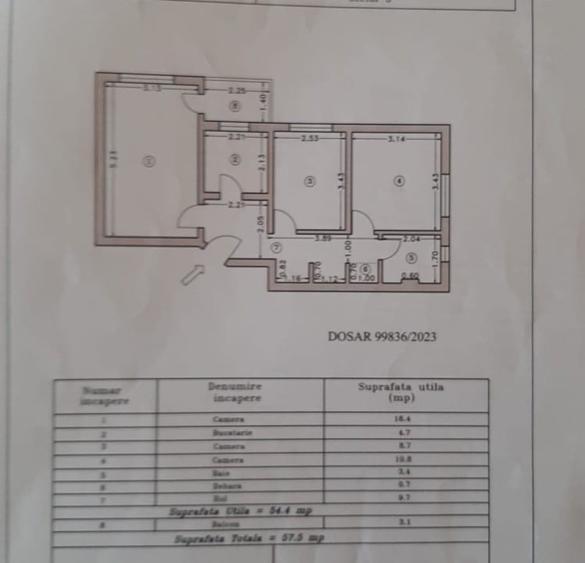 Apartament cu 3 camere decomandat, mobilat în Titan