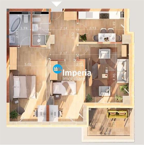 Apartament cu 3 camere decomandat în Copou