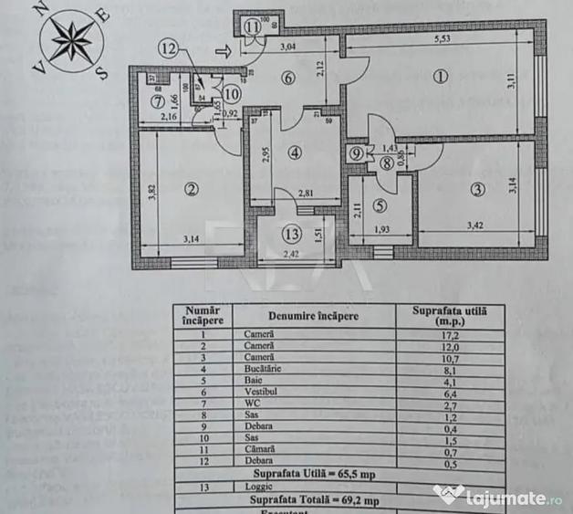 Apartament cu 3 camere semidecomandat în Crângași