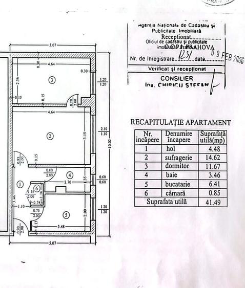 Apartament cu 2 camere semidecomandat în Central