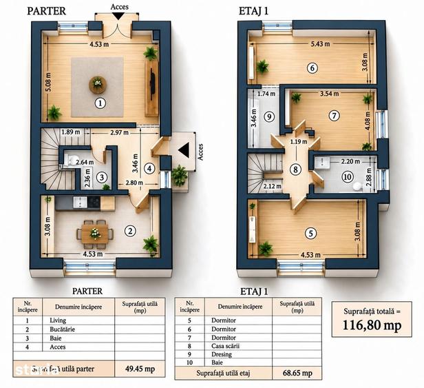 Casă cu 4 camere cu Teren 200 Mp în Central