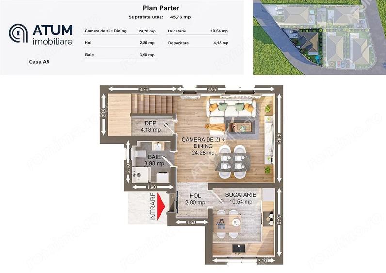 Casa individuala complet finisata 3 camere si 290 mp teren - 2