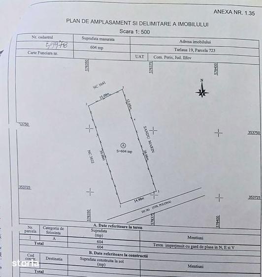 Teren de 604 mp, în Periș