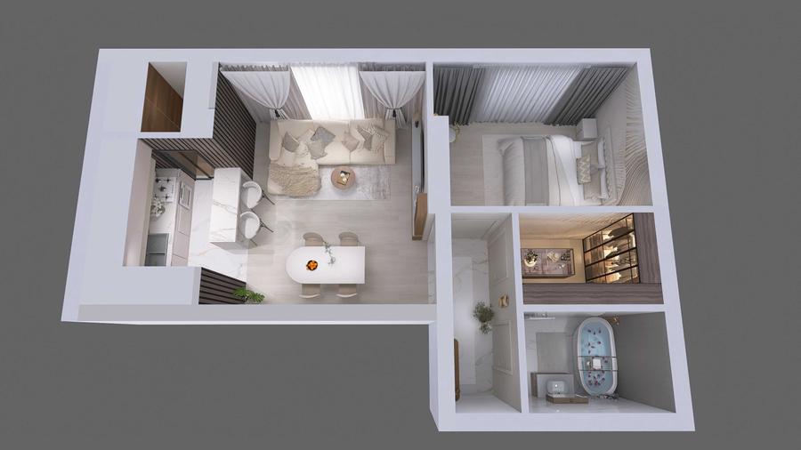 Apartament cu 2 camere semidecomandat în Central