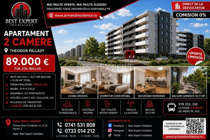 Apartament cu 2 camere semidecomandat în Theodor Pallady — fotografia 1