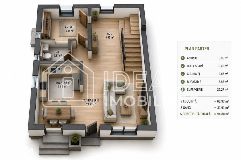 Casă cu 4 camere cu Teren 600 Mp în Țiglari