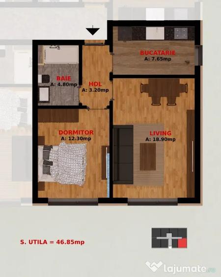 Apartament cu 2 camere decomandat în Dobroești