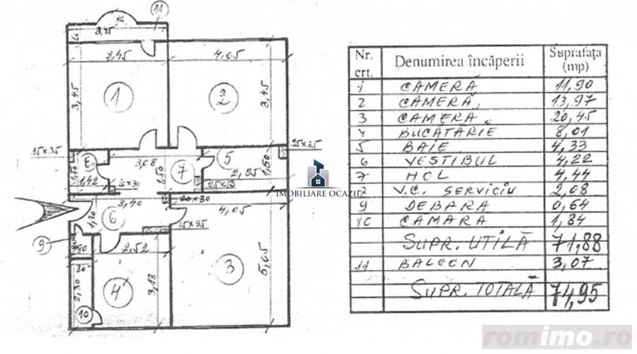 Apartament cu 3 camere decomandat, mobilat în Brâncoveanu
