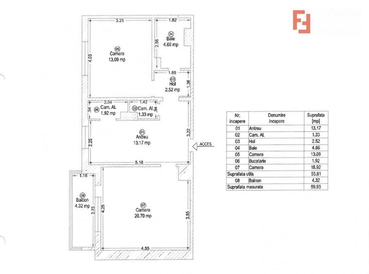 Apartament cu 2 camere decomandat, mobilat în Steaua