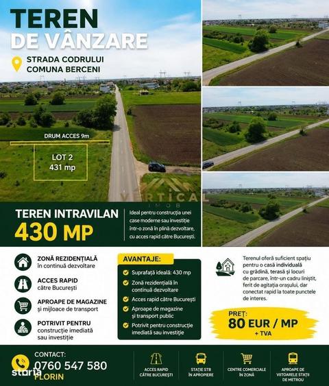 Teren Intravilan 430 mp | Strada Codrului | Comuna Bercen - 2
