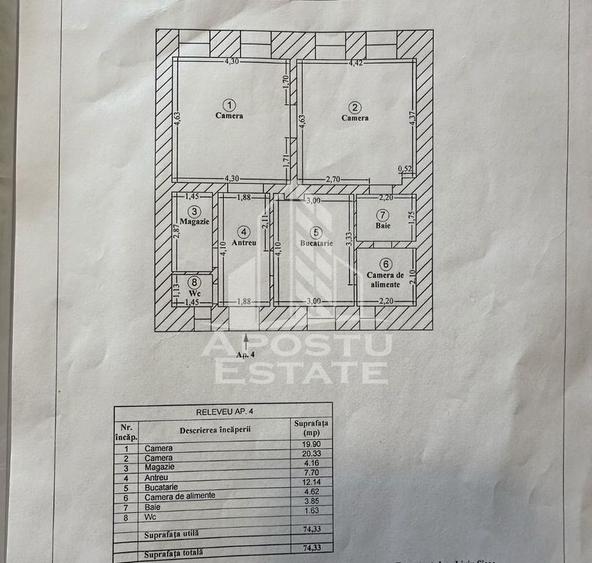 Apartament cu 3 camere decomandat în Lunei
