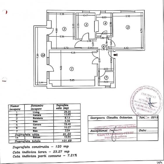 Apartament cu 3 camere decomandat în Kiseleff