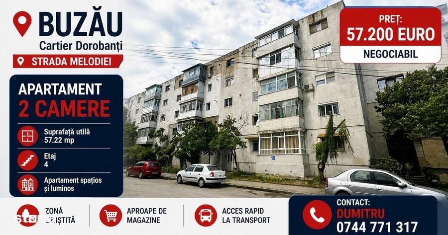 Apartament cu 2 camere în Băceni