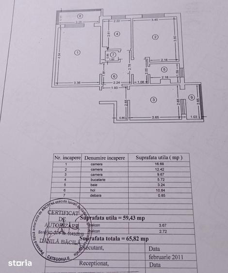 Apartament cu 3 camere în CET
