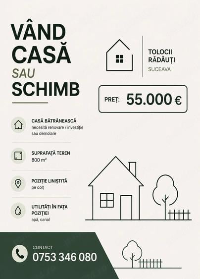 Casă cu Teren 800 Mp în Central