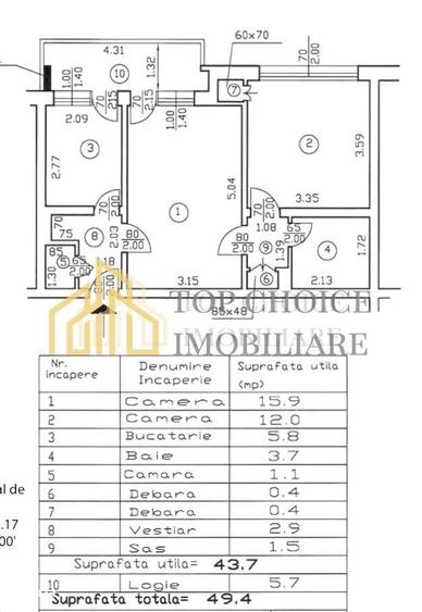Apartament cu 2 camere semidecomandat în Barbu Văcărescu