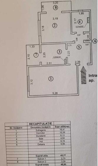 Apartament cu 2 camere decomandat în Micro 20