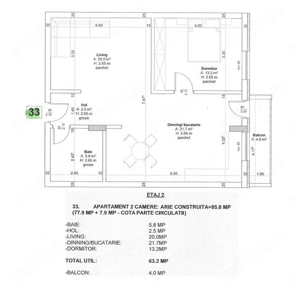Apartament cu 2 camere decomandat în Central