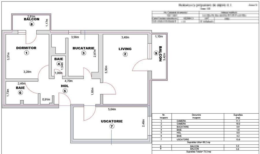 Apartament cu 3 camere în Turnișor