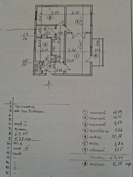 Apartament cu 3 camere decomandat în Dâmbu Pietros