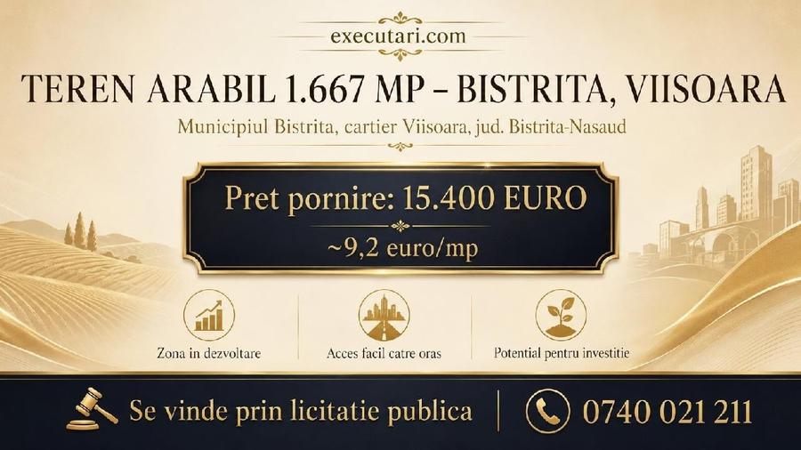 Teren agricol extravilan de 1667 mp, în Viișoara