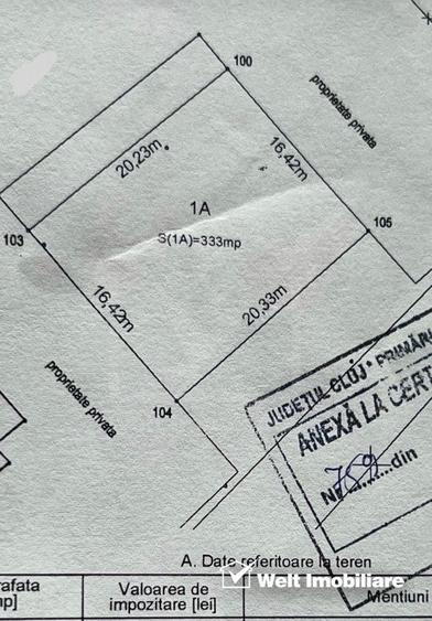 Teren Construcții intravilan de 333 mp, în Câmpului