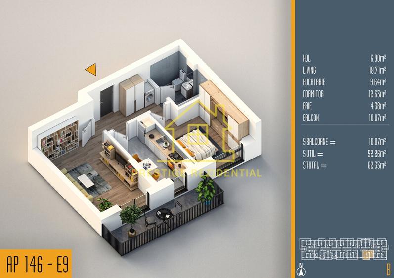 Apartament cu 2 camere în Theodor Pallady