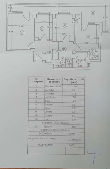 Apartament cu 3 camere decomandat în Geamăna