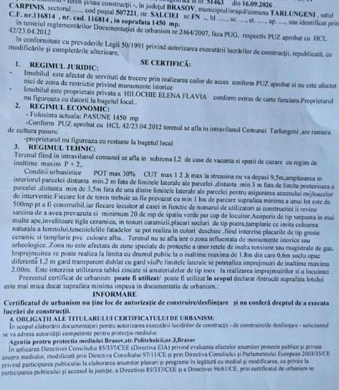 Teren Construcții intravilan de 1450 mp, în Cărpiniș