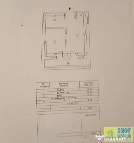 Apartament cu 2 camere nedecomandat în Nord