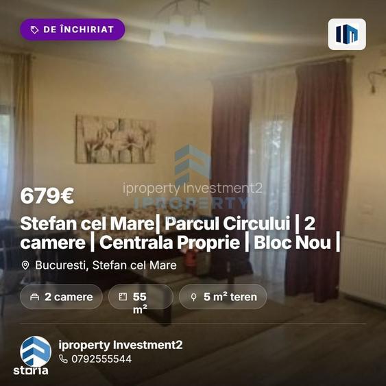 Stefan cel Mare| Parcul Circului | 2 camere | Centrala Proprie | Bloc
