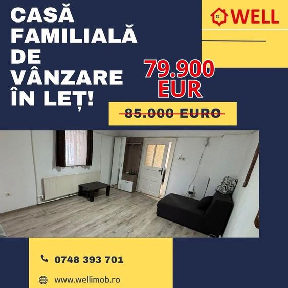 Casă individuală cu 2 camere cu Teren 1660 Mp în Leț