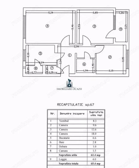 Apartament cu 3 camere decomandat în Giurgiului