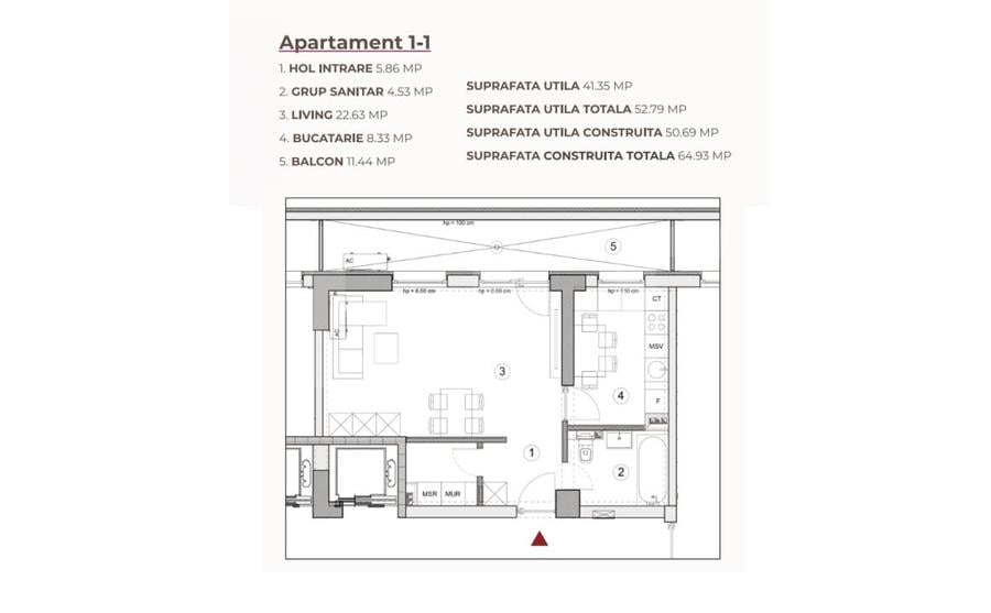 Studio 52.79 mp într-un ansamblu cu 0% Comision la Achiziție - 2