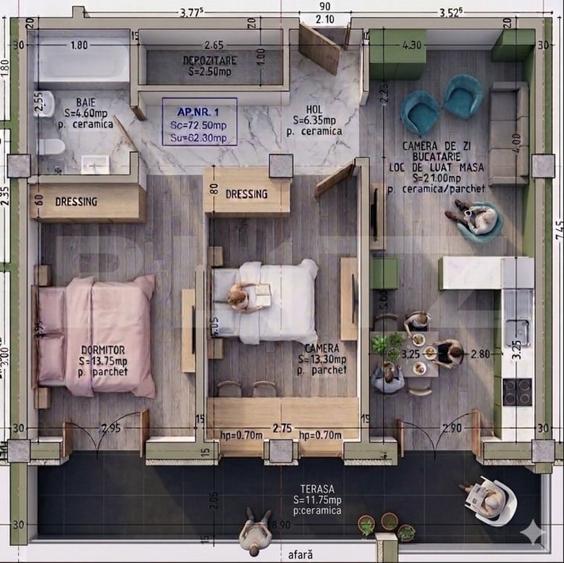 Apartament cu 3 camere decomandat în Independenței