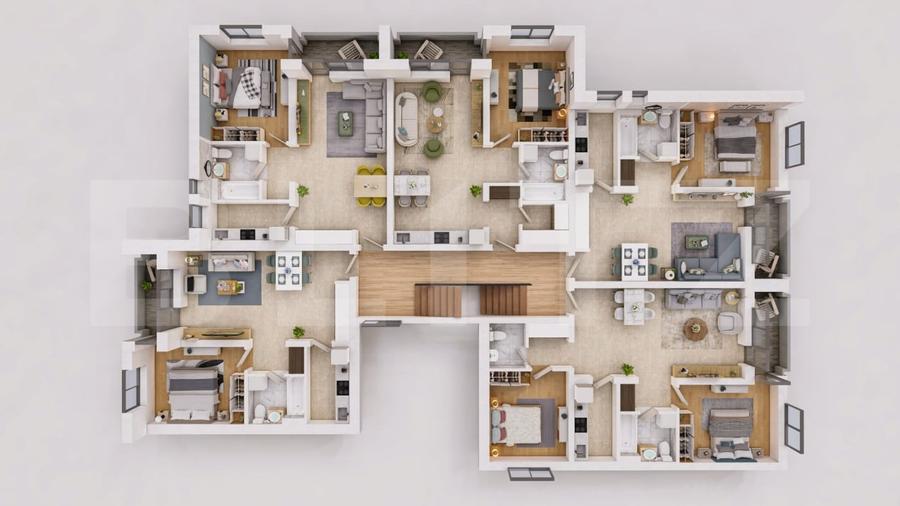 Apartament cu 3 camere semidecomandat în Nord