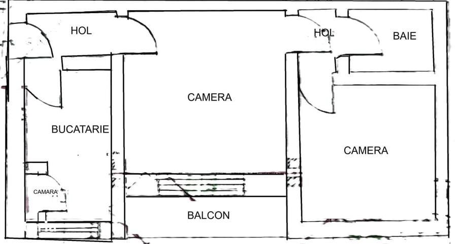 Apartament cu 2 camere semidecomandat în Central