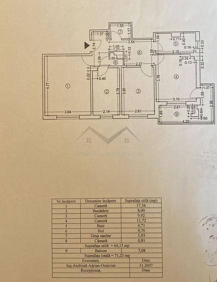 Apartament cu 3 camere decomandat în Baza 3
