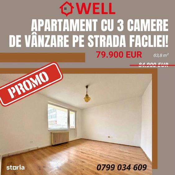 Apartament cu 3 camere decomandat în Sud