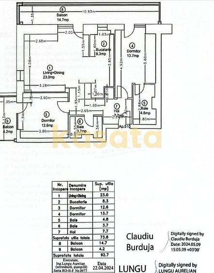 Apartament cu 3 camere decomandat în Central