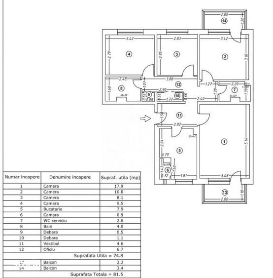 Apartament cu 4 camere decomandat în Rahova