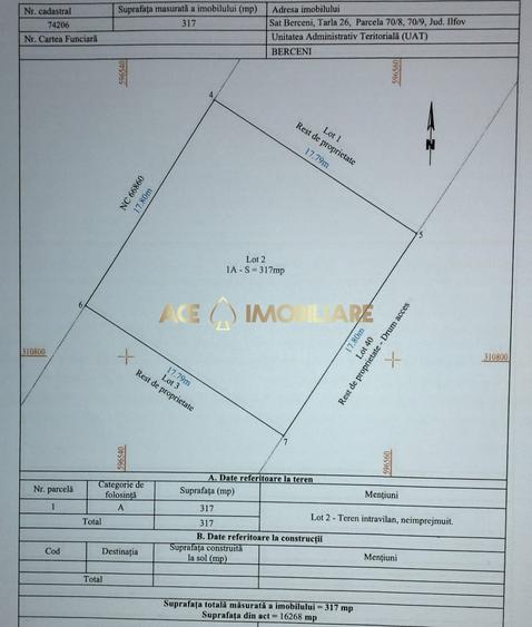 Teren Construcții intravilan de 318 mp, în Berceni