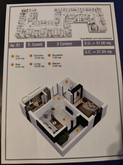 Apartament cu 2 camere decomandat în Chiajna