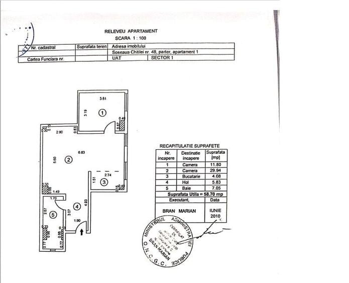 Apartament cu 2 camere în Chitila