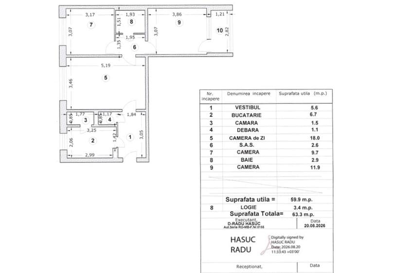 Apartament cu 3 camere semidecomandat în Titan