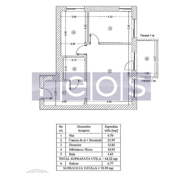 Apartament cu 3 camere decomandat, mobilat în Domenii
