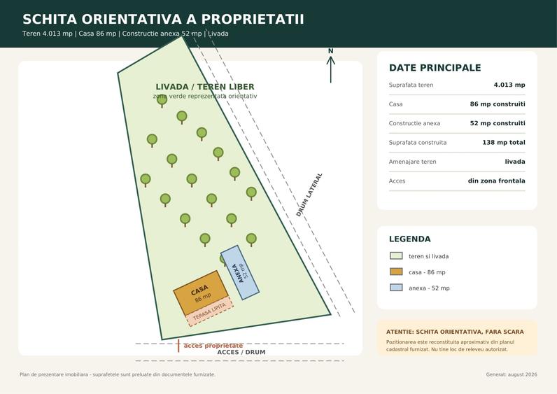 Teren Construcții intravilan de 4013 mp, în Periferie